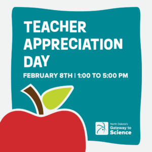 Graphic with Apple for Teacher Appreciation Day at Gateway to Science