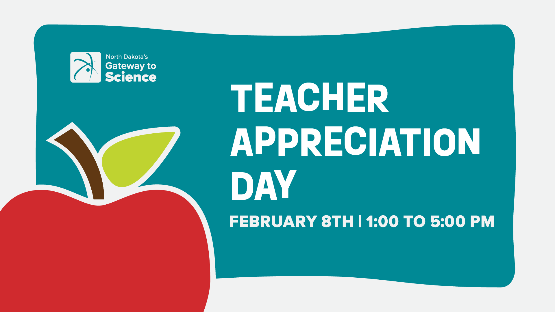 Graphic with Apple for Teacher Appreciation Day at Gateway to Science