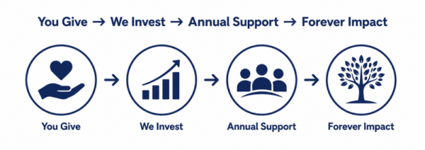 You Give → We Invest → Annual Support → Forever Impact